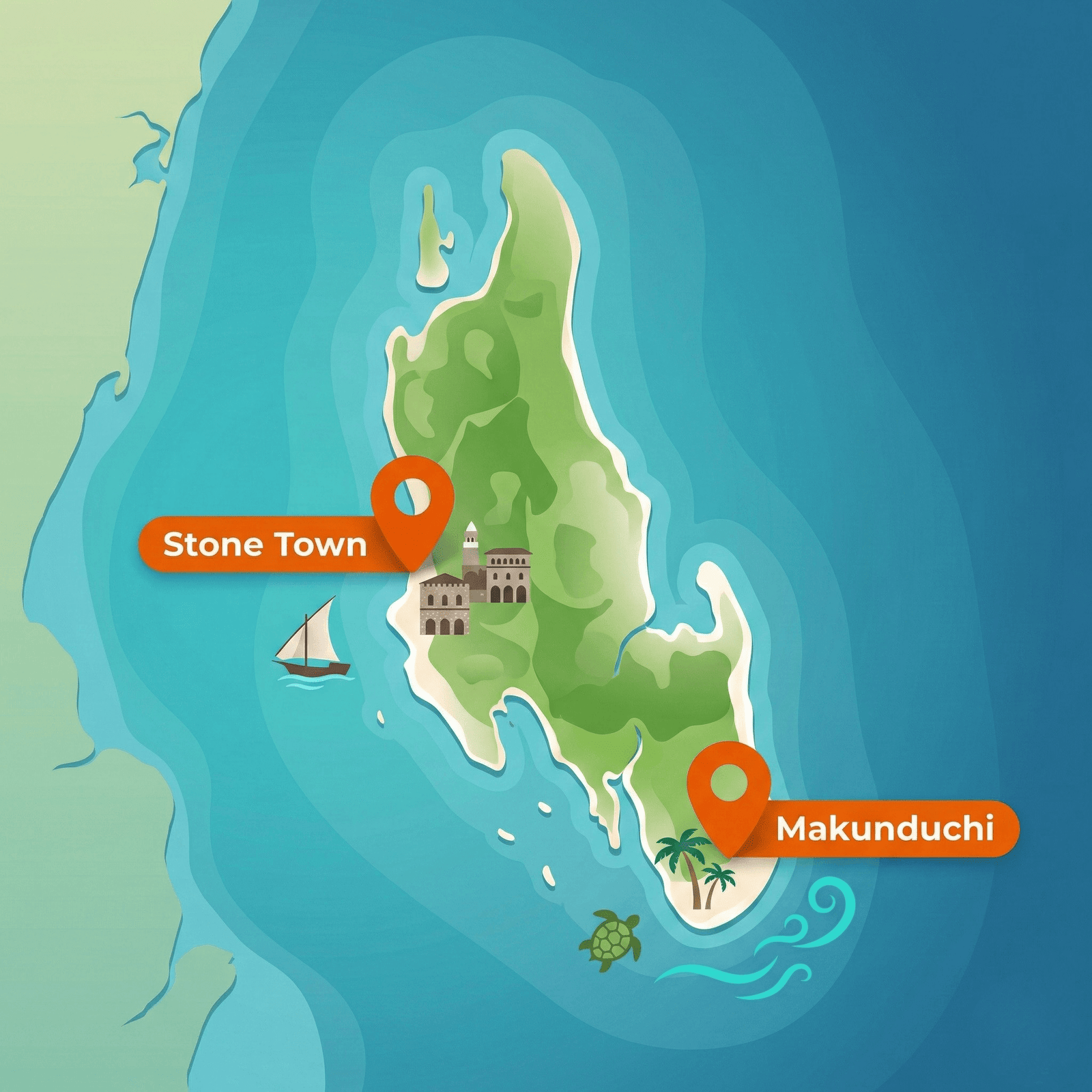 zanzibat the map Map of Thailand showing Abroad Escape volunteer program locations in Chiang Mai, Hua Hin and Koh Samui